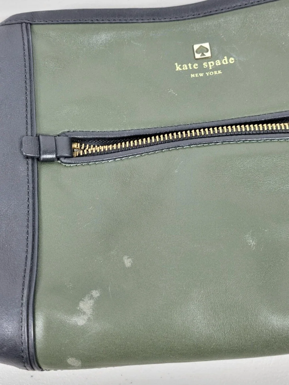 kate spade Olive Green and Black Leather Crossbody Bag #845
